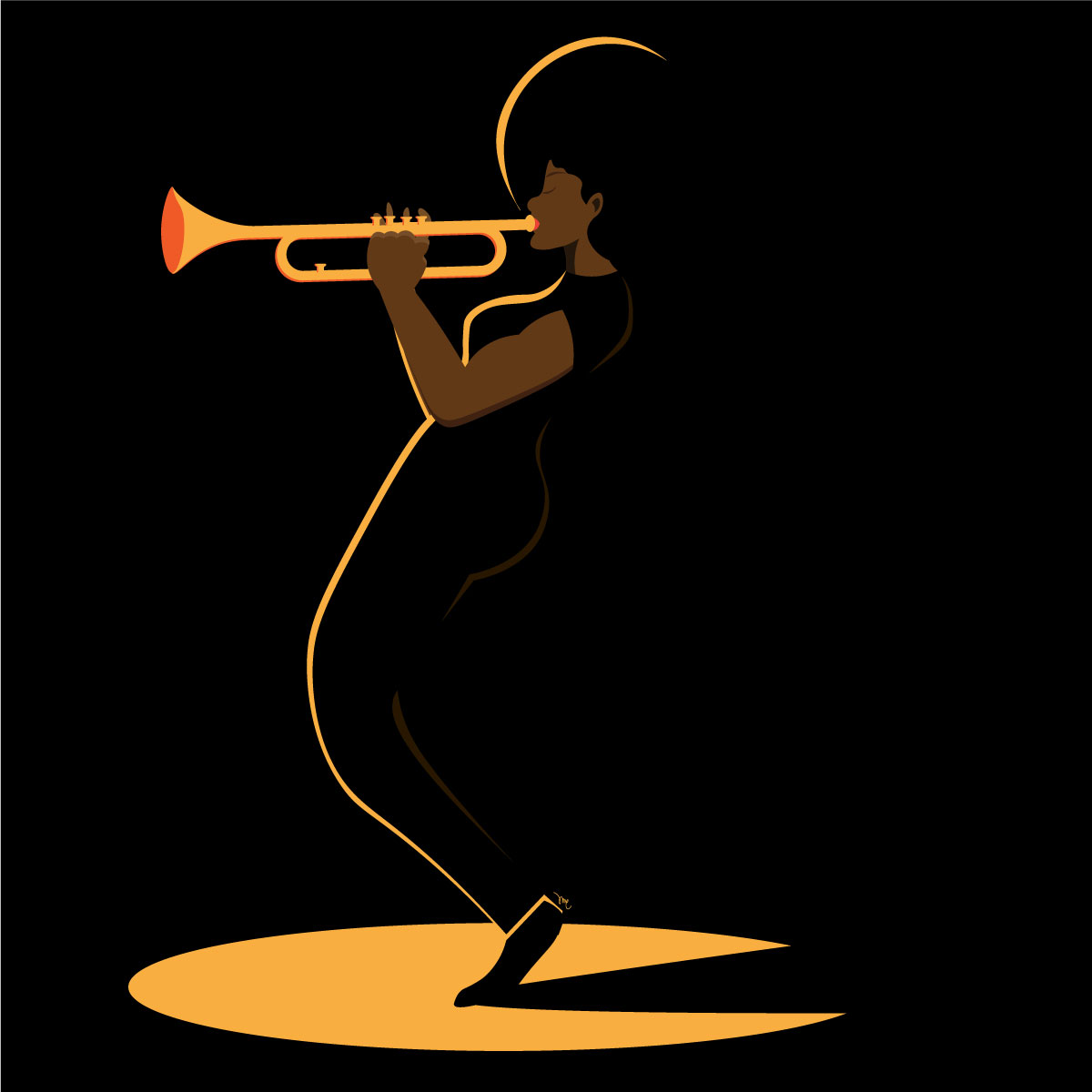 illustration of a woman playing trumpet